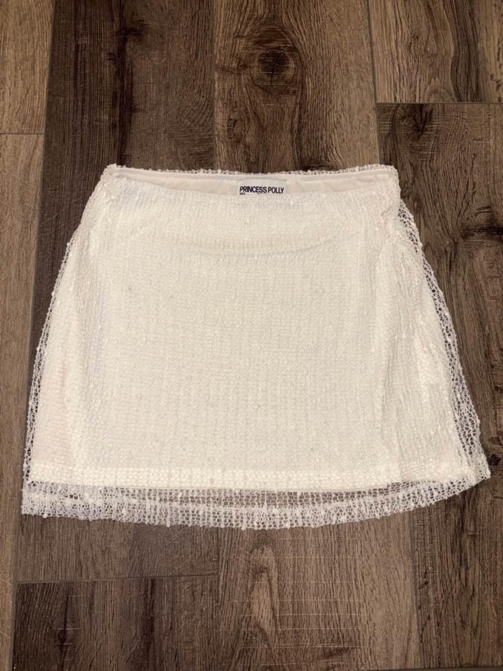 Princess Polly White Crochet Overlay Mini Skirt